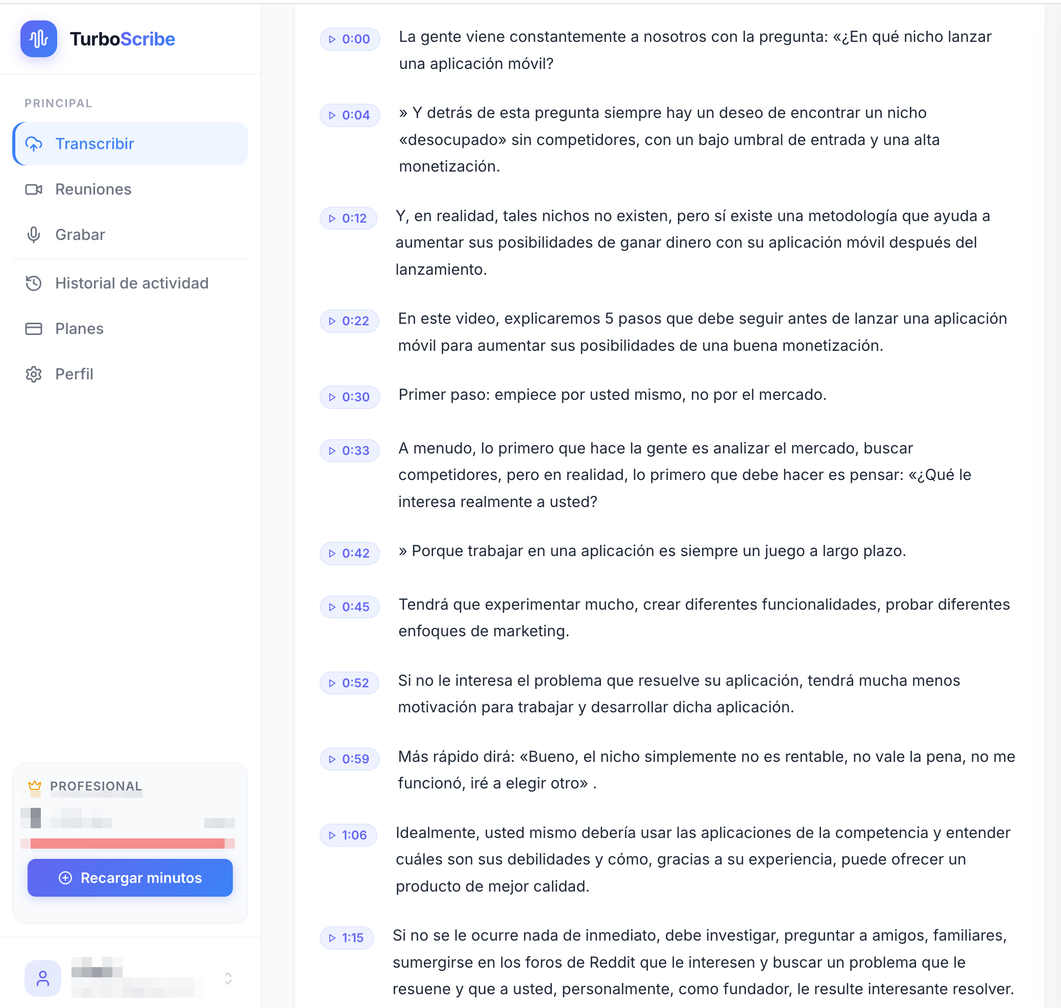 Tutorial de YouTube — texto completo con marcas de tiempo